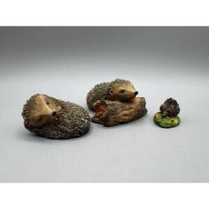 Arista of Scotland Hedgehogs Set 3 Miniature Hand Painted Figurines Trinket VTG